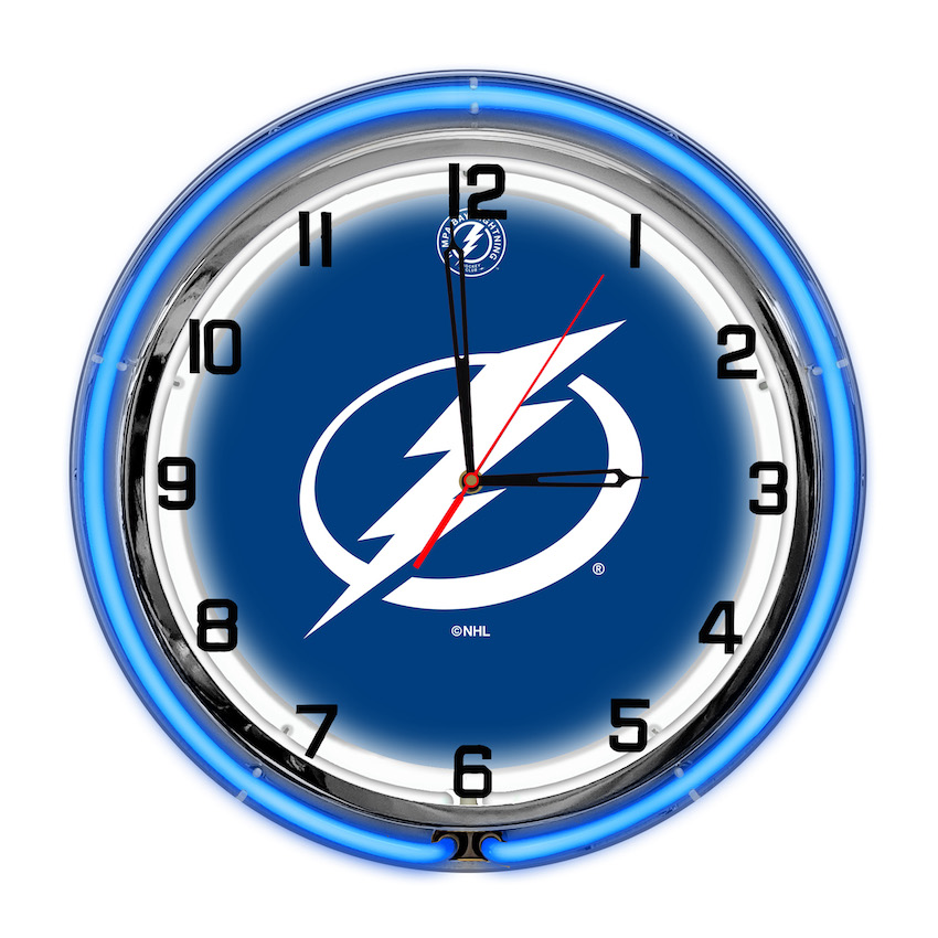 Tampa Bay Lightning Chrome NEON Clock 18 inch