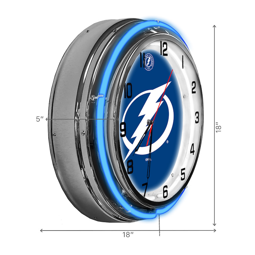 Tampa Bay Lightning Chrome NEON Clock 18 inch