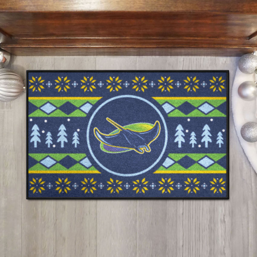 Tampa Bay Rays ALT LOGO Holiday Sweater Themed 20 x 30 STARTER Floor Mat