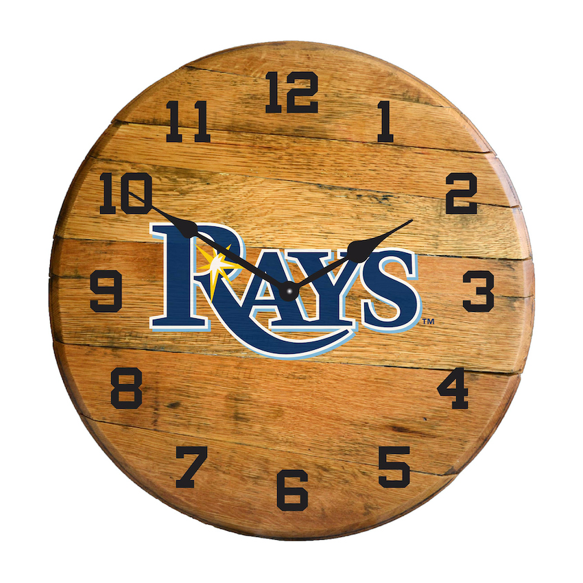 Tampa Bay Rays Oak Barrel Clock