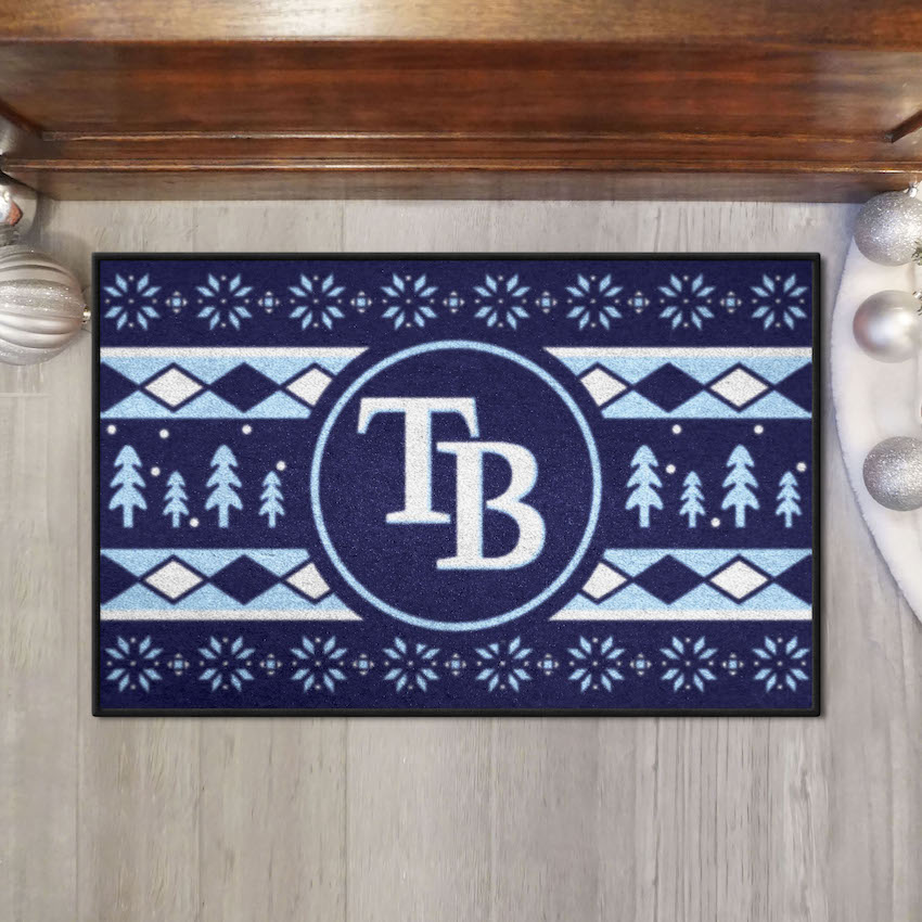 Tampa Bay Rays Holiday Sweater Themed 20 x 30 STARTER Floor Mat