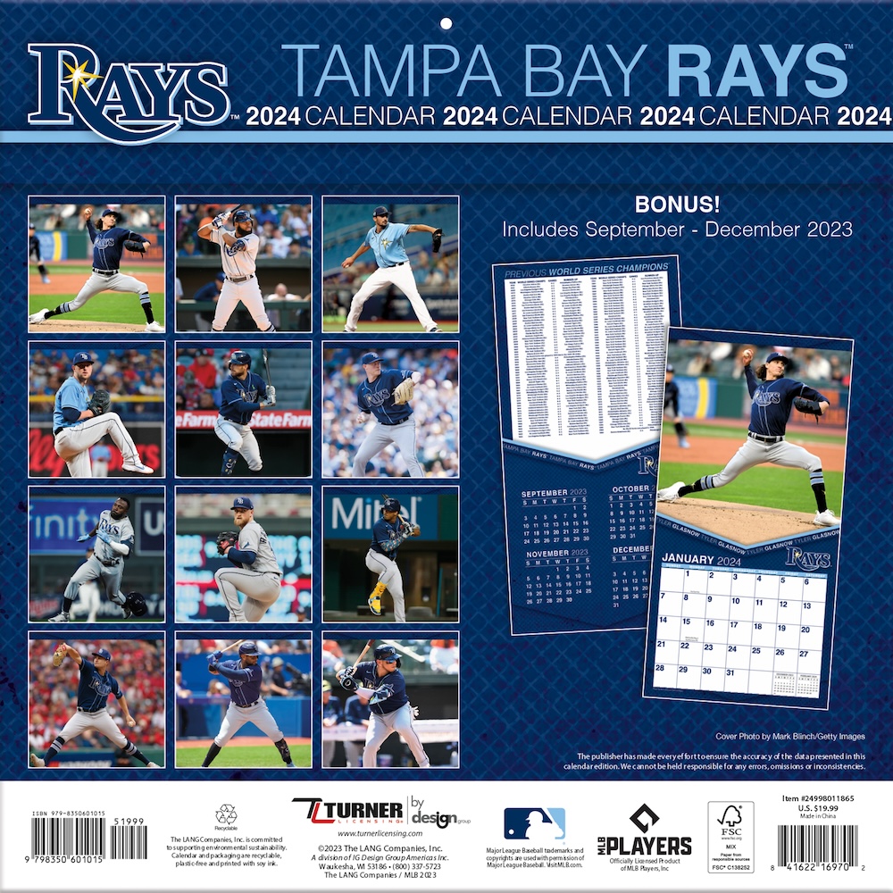 Tampa Bay Rays 2025 MLB Team Wall Calendar