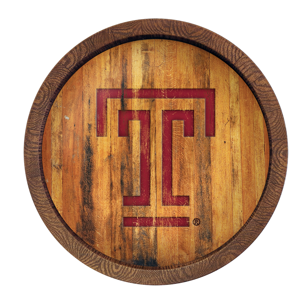 Temple Owls Weathered FAUX Barrel Top Sign