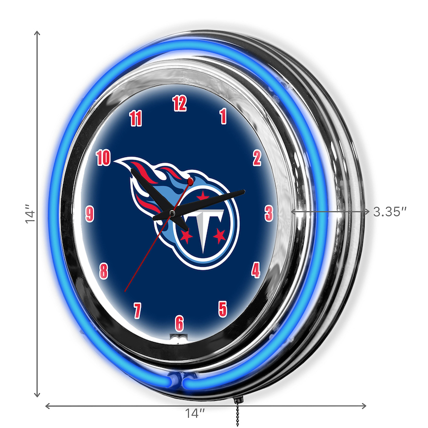 Tennessee Titans Chrome NEON Clock 14 inch