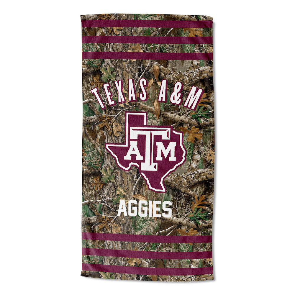 Texas A&M Aggies Real Tree Camo 30x60 Beach Towel