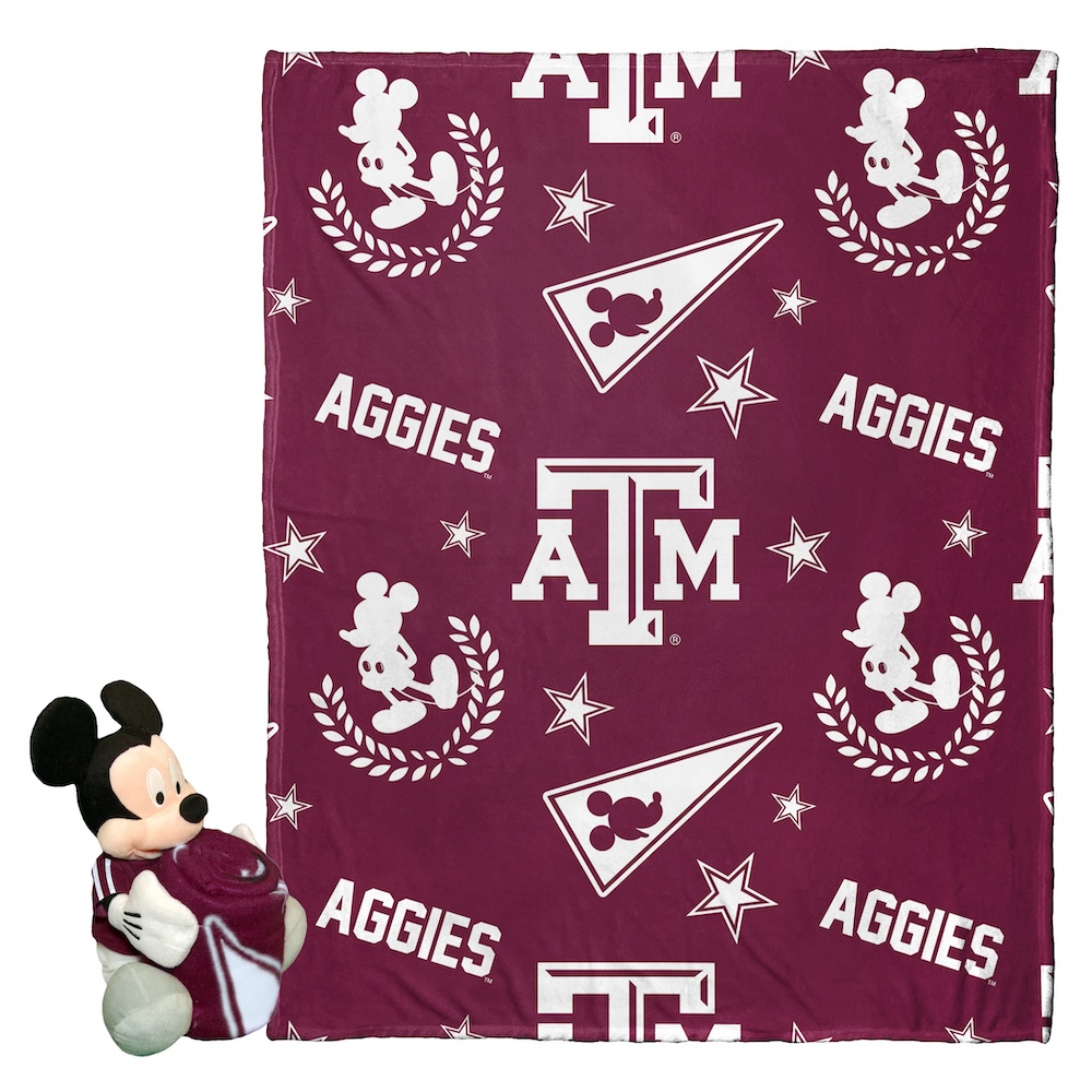 Texas A&M Aggies Disney Mickey Mouse Hugger and Silk Blanket Set