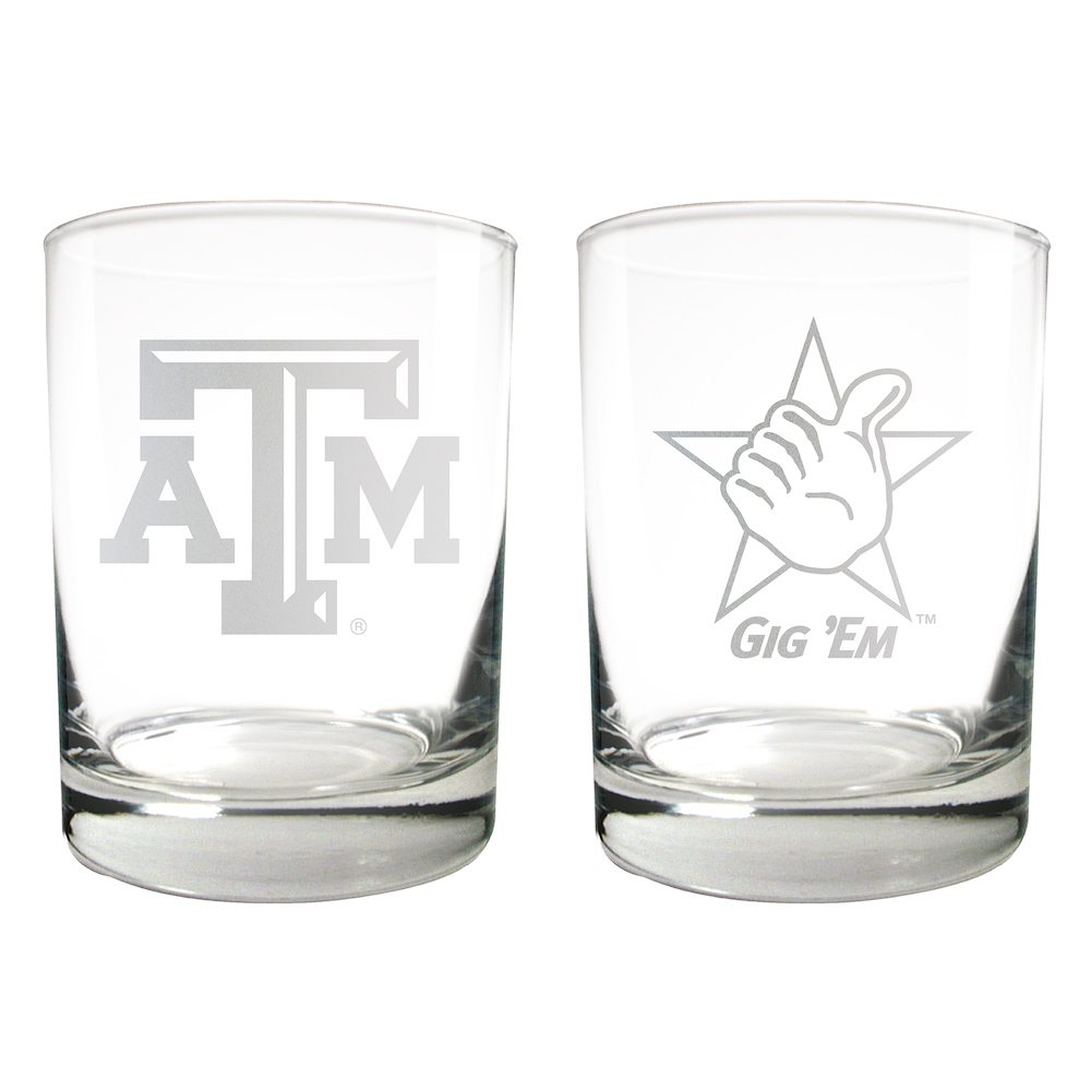 Texas A&M Aggies 2pc Rocks Glass Set