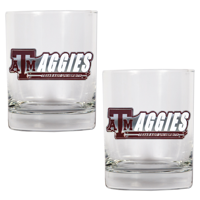 Texas A&M Aggies NCAA Logo 2pc Rocks Glass Set