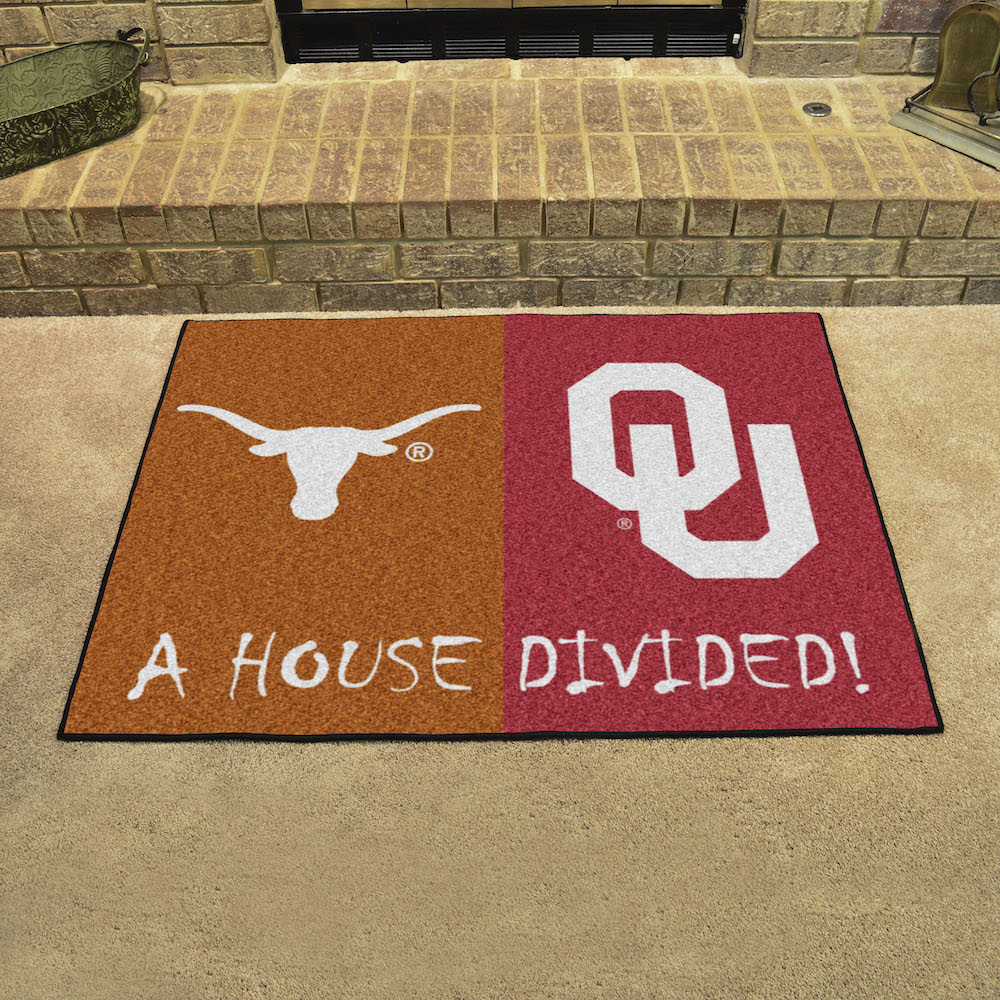 NCAA House Divided Rivalry Rug Texas Longhorns - Oklahoma Sooners
