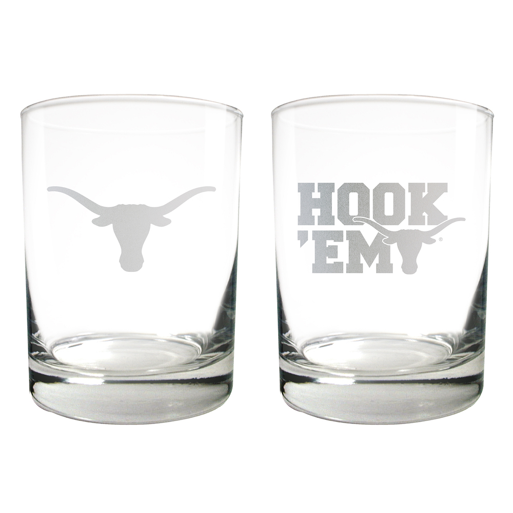 Texas Longhorns 2pc Rocks Glass Set