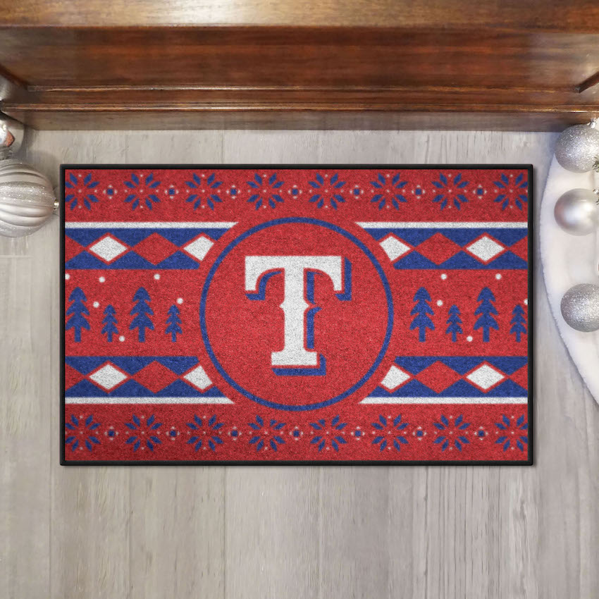 Texas Rangers Holiday Sweater Themed 20 x 30 STARTER Floor Mat