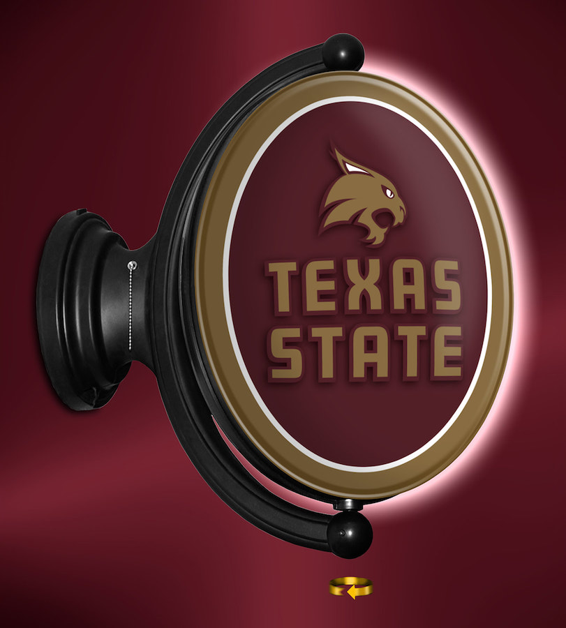 Texas State Bobcats LED Rotating Wall Sign ~ OVAL PL