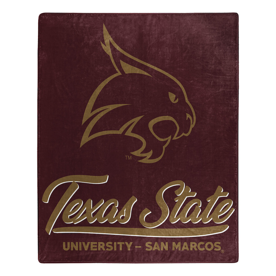 Texas State Bobcats Plush Fleece Raschel Blanket 50 x 60