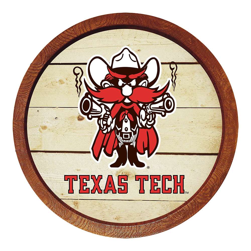 Texas Tech Red Raiders Raider Red FAUX Barrel Top Sign