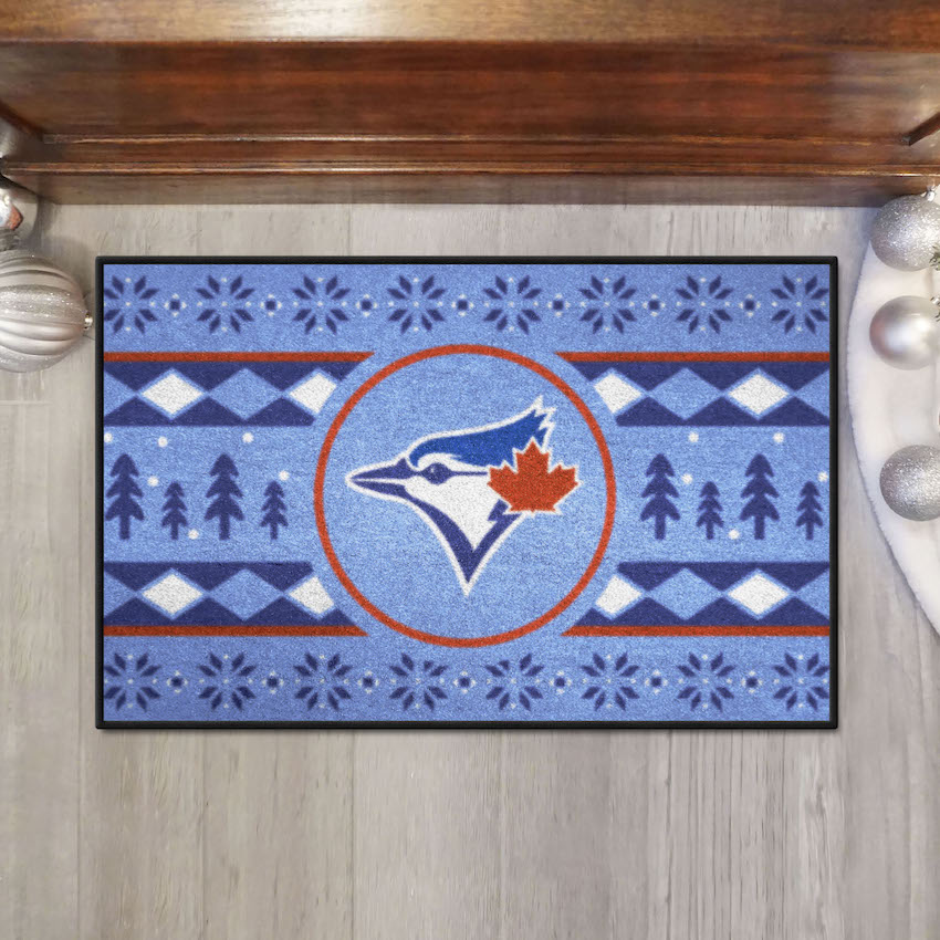 Toronto Blue Jays ALT LOGO Holiday Sweater Themed 20 x 30 STARTER Floor Mat