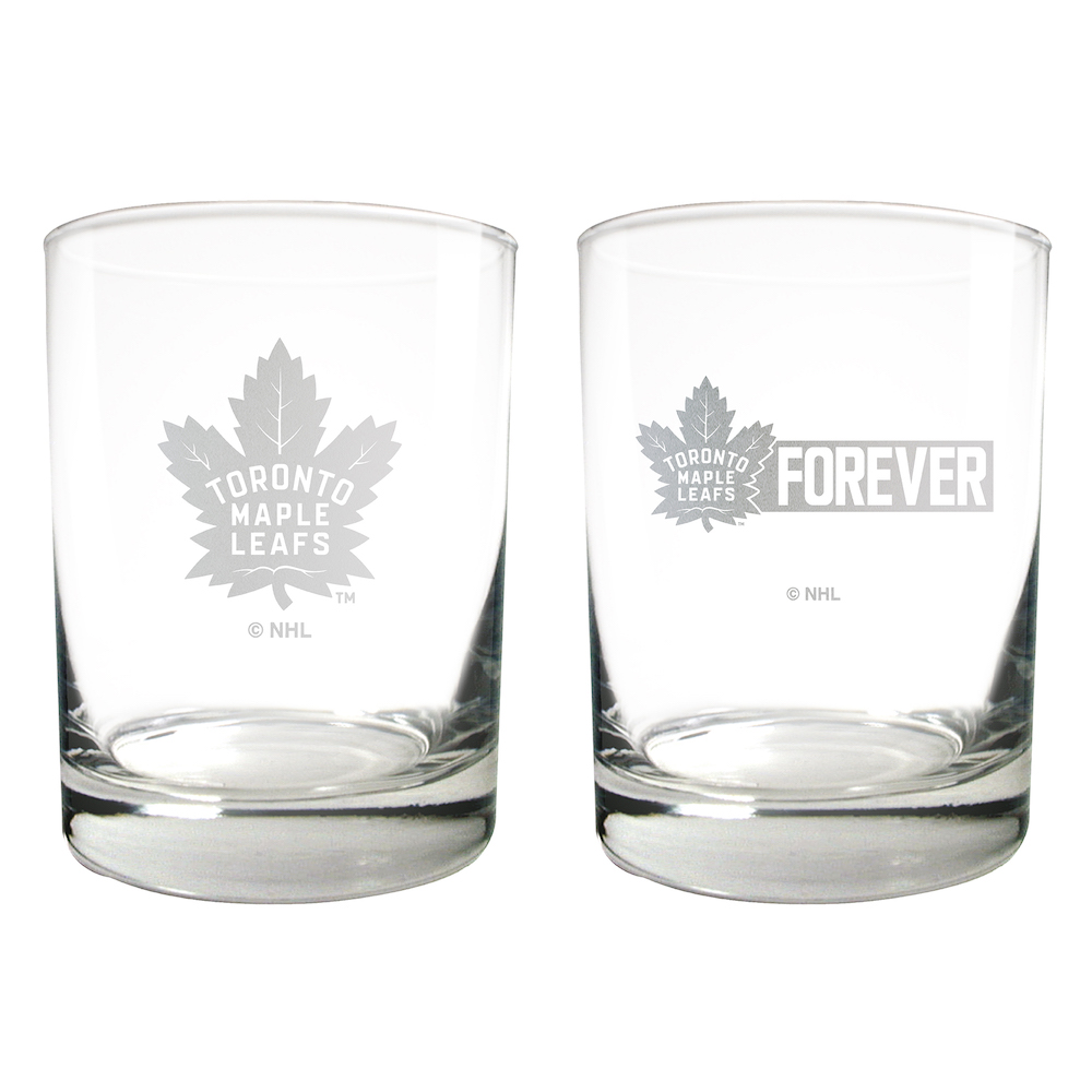 Toronto Maple Leafs 2pc Rocks Glass Set