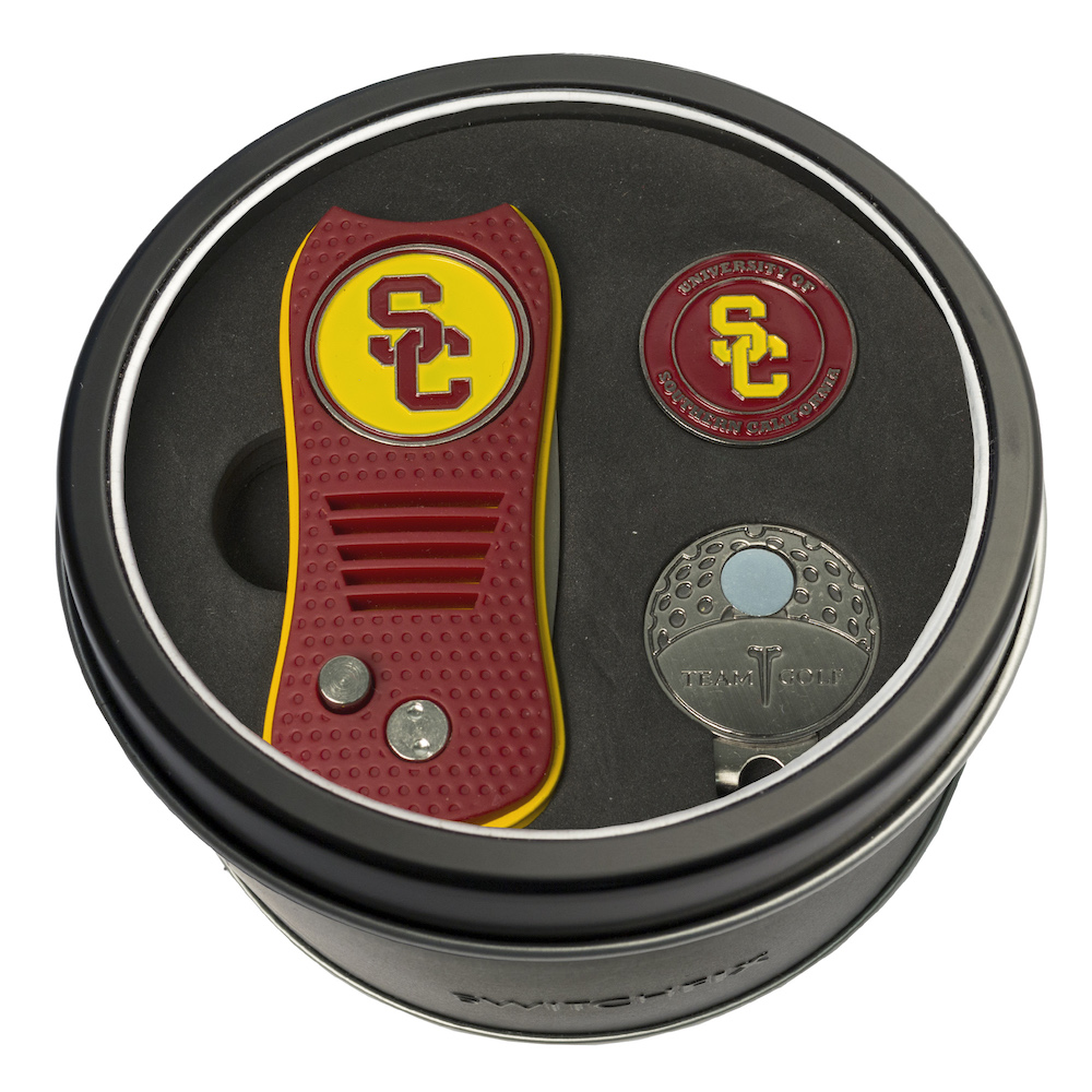 USC Trojans Switchblade Divot Tool Cap Clip and Ball Marker Gift Pack