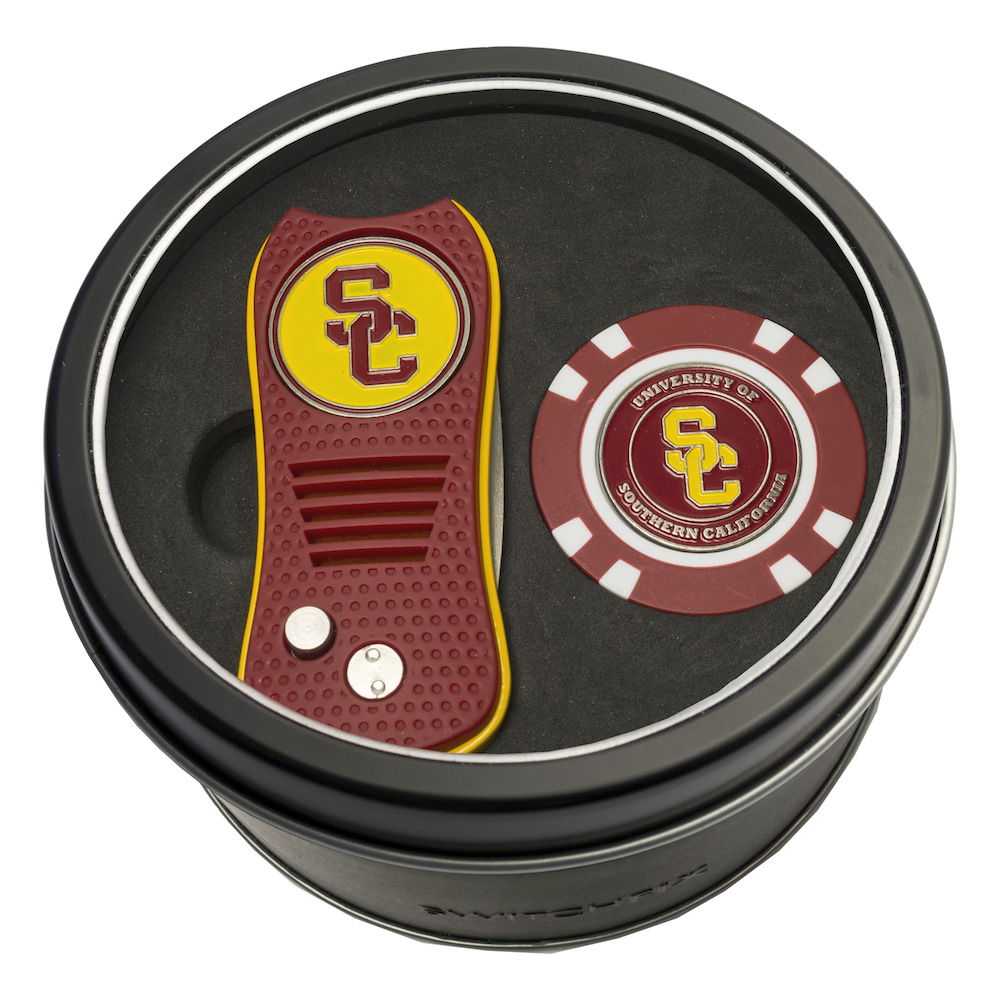 USC Trojans Switchblade Divot Tool and Golf Chip Gift Pack