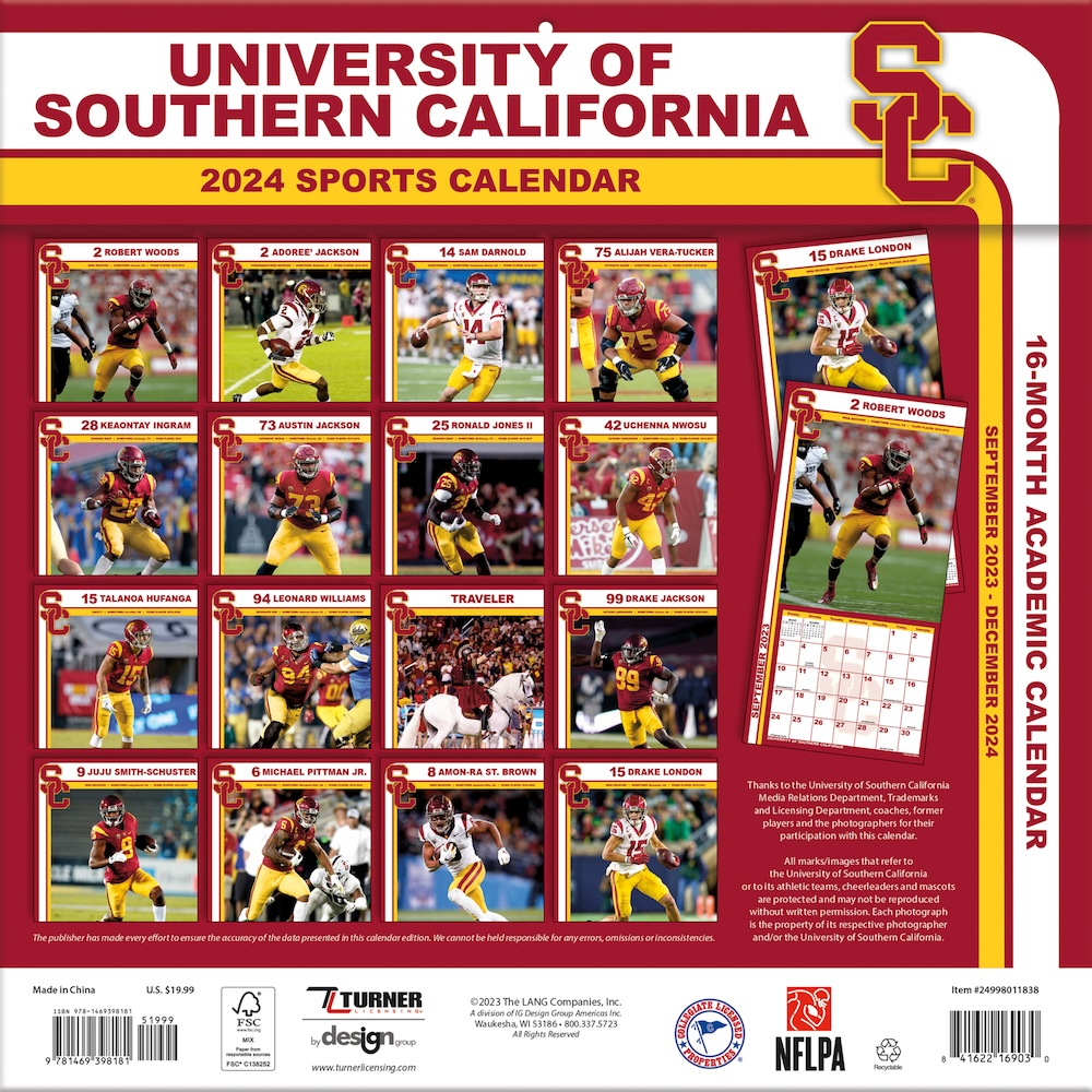 USC Trojans 2025 NCAA Team Wall Calendar