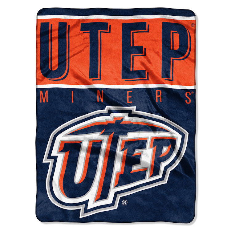 UTEP Miners Large Plush Fleece OVERTIME 60 x 80 Blanket