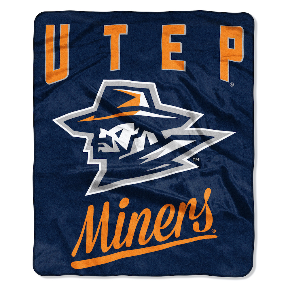 UTEP Miners Plush Fleece Raschel Blanket 50 x 60