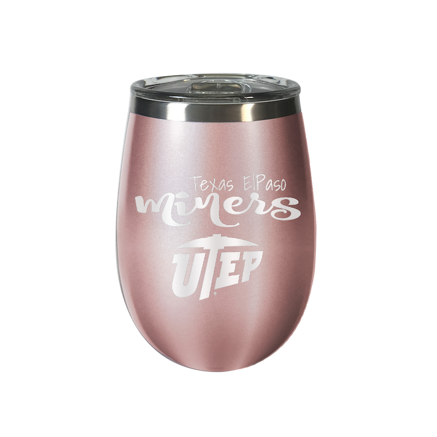 UTEP Miners 10 oz Rose Gold Wine Tumbler