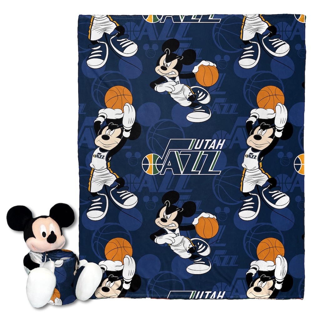 Utah Jazz Disney Mickey Mouse Hugger and Silk Blanket Set