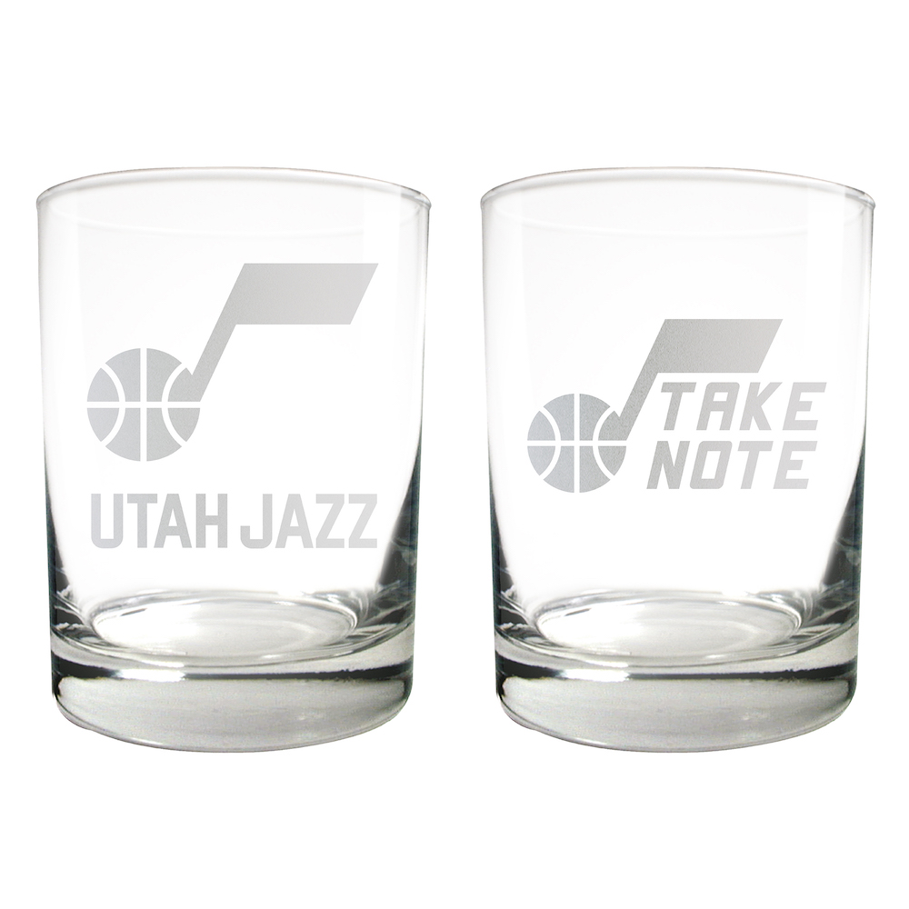 Utah Jazz 2pc Rocks Glass Set