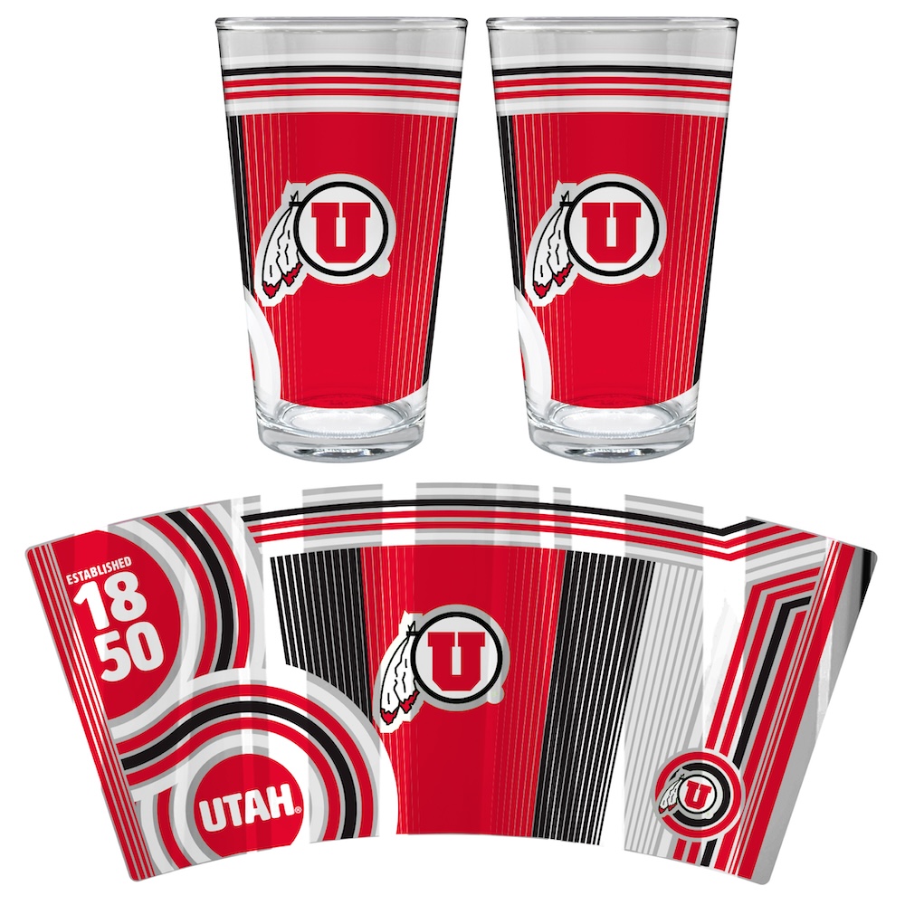 Utah Utes COOL VIBES 2 pc Pint Glass Set