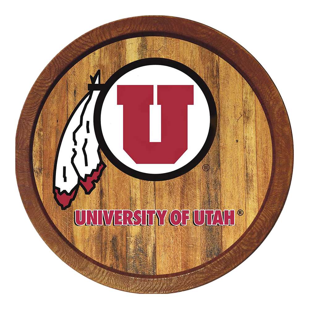 Utah Utes FAUX Barrel Top Sign