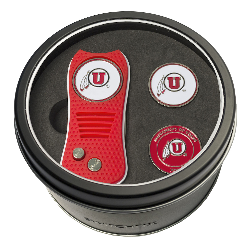 Utah Utes Switchblade Divot Tool and 2 Ball Marker Gift Pack