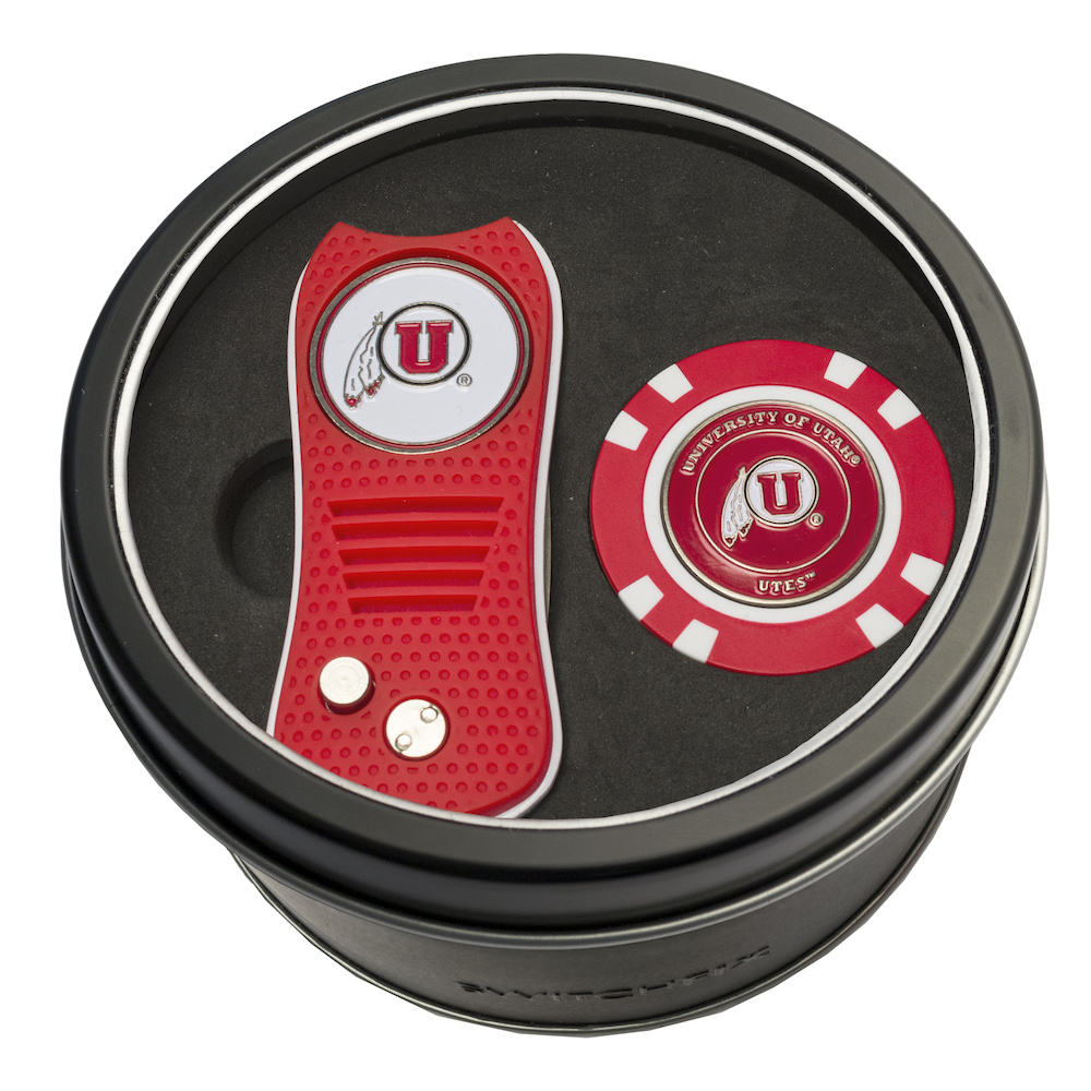 Utah Utes Switchblade Divot Tool and Golf Chip Gift Pack