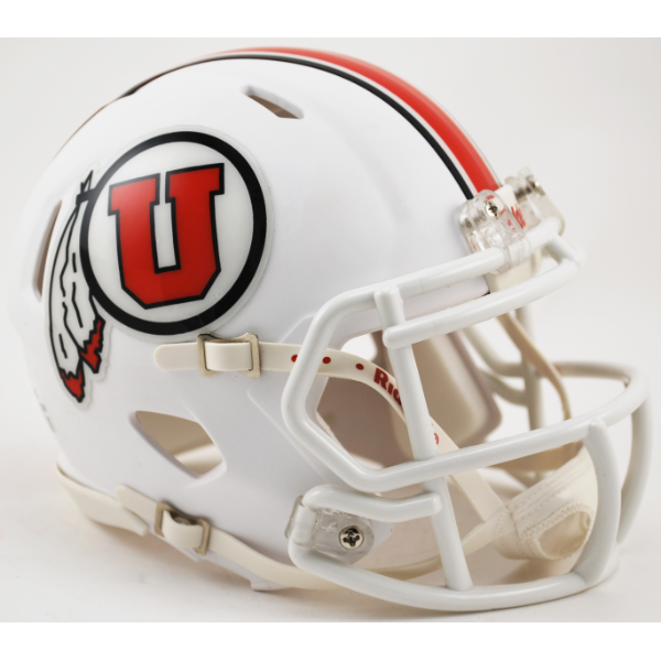 Utah Utes NCAA Mini SPEED Helmet by Riddell - MATTE WHITE