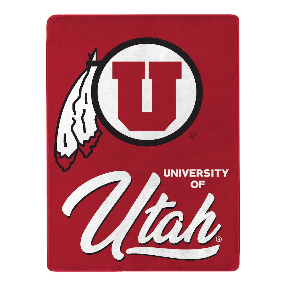 Utah Utes Plush Fleece Raschel Blanket 50 x 60