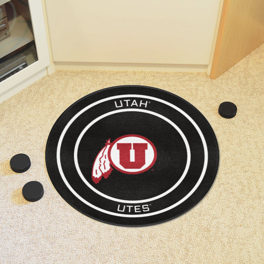 Utah Utes Round Hockey Puck Mat