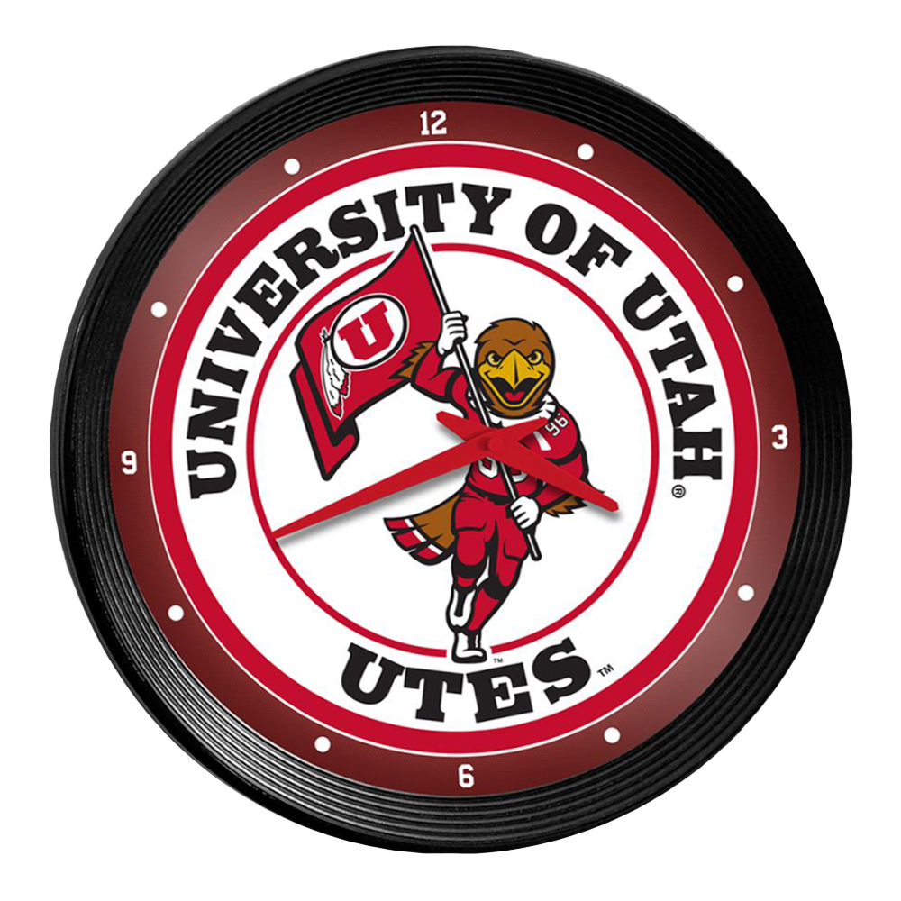 Utah Utes Ribbed Frame Wall Clock