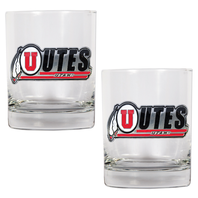 Utah Utes NCAA Logo 2pc Rocks Glass Set