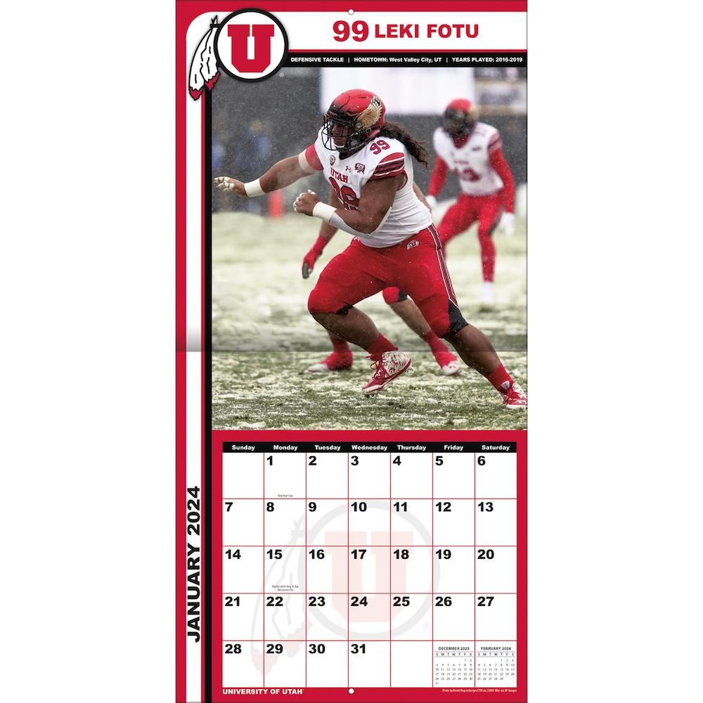 Utah Utes 2025 NCAA Team Wall Calendar