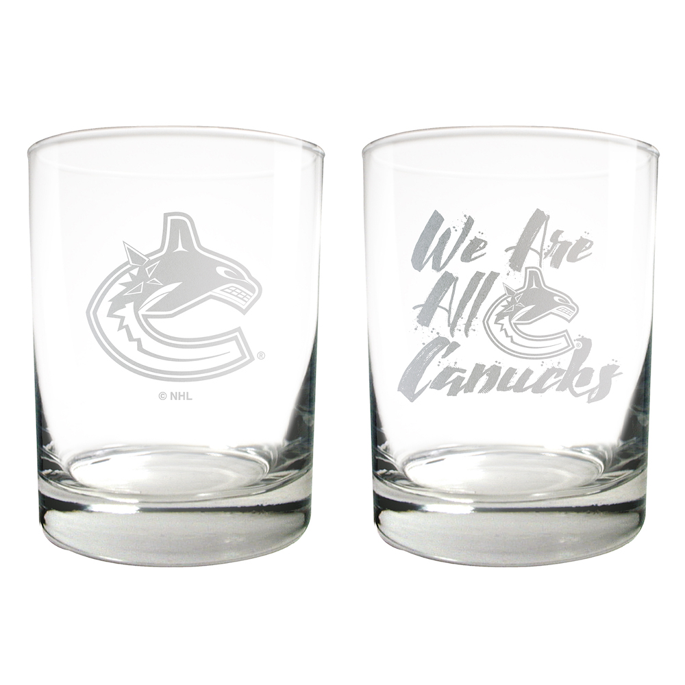 Vancouver Canucks 2pc Rocks Glass Set