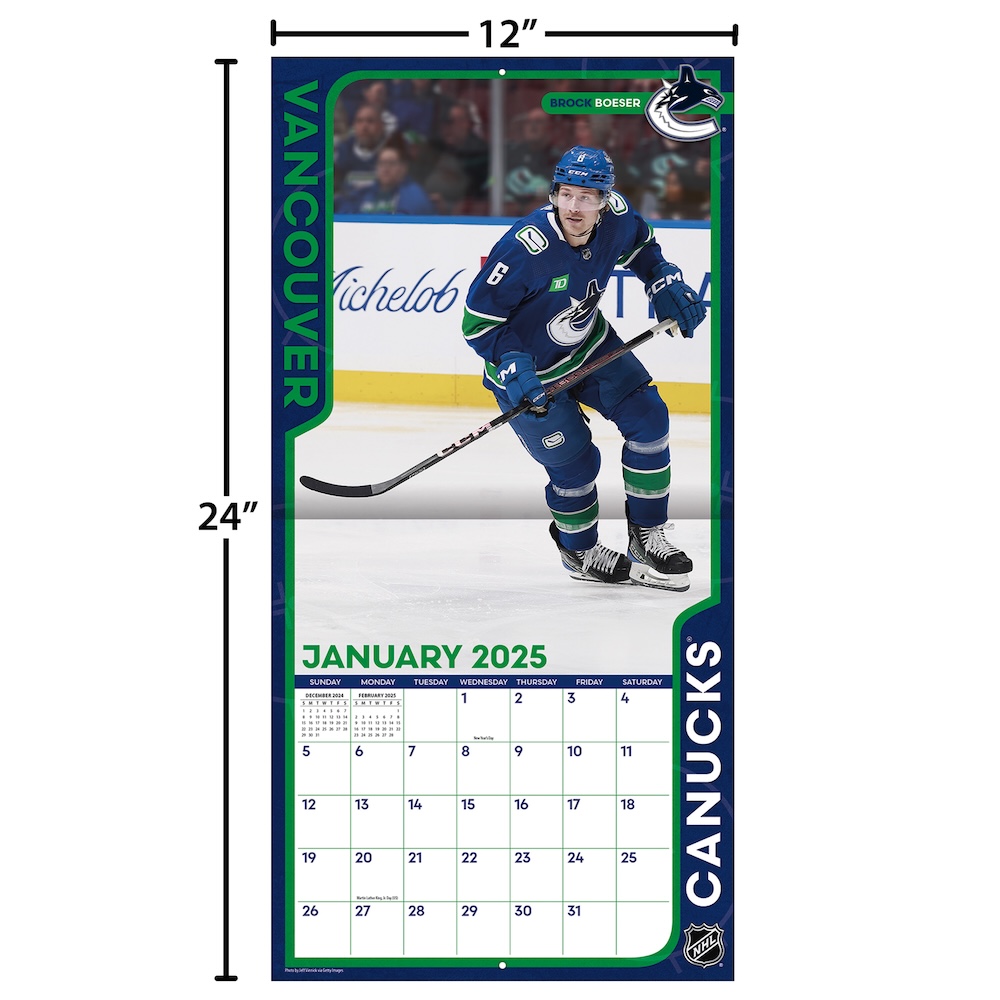 Vancouver Canucks 2025 NHL Team Wall Calendar