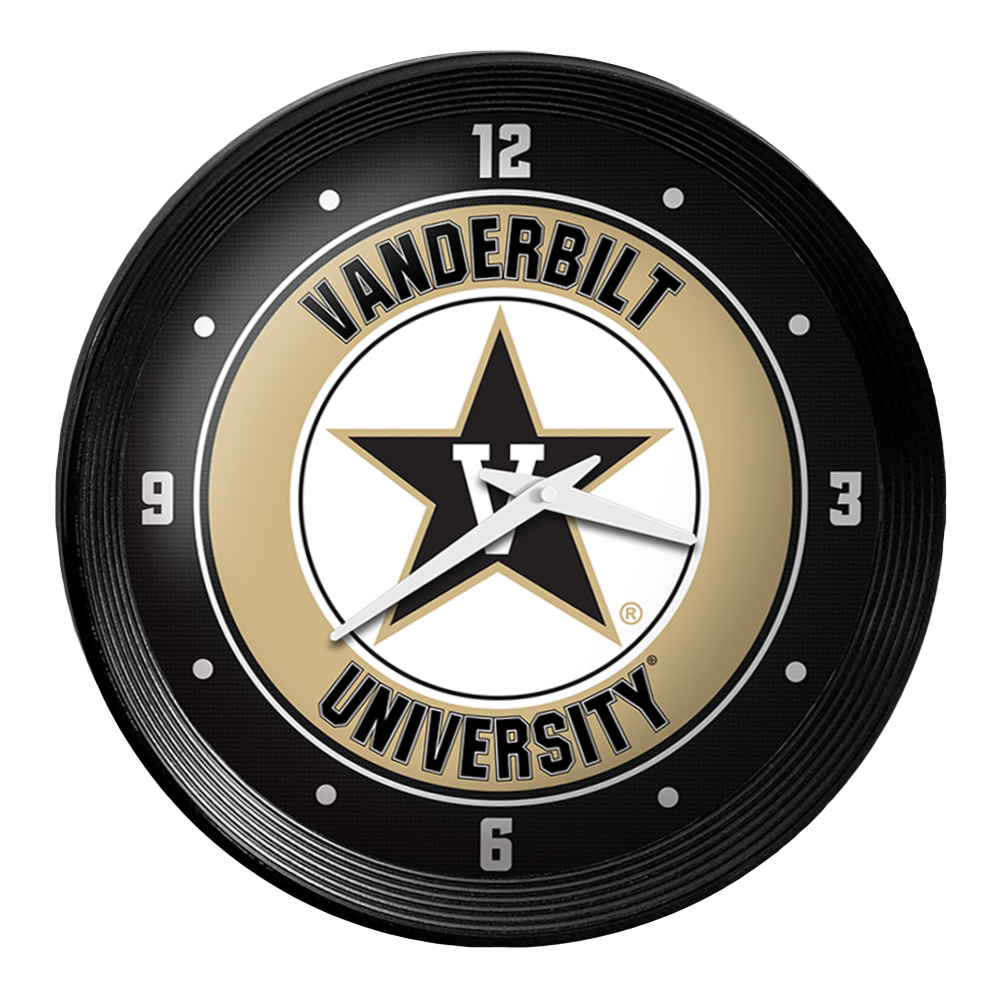 Vanderbilt Commodores Ribbed Frame Wall Clock