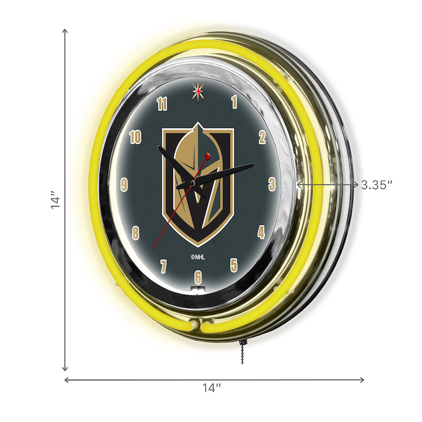 Vegas Golden Knights Chrome NEON Clock 14 inch