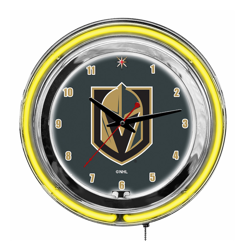 Vegas Golden Knights Chrome NEON Clock 14 inch