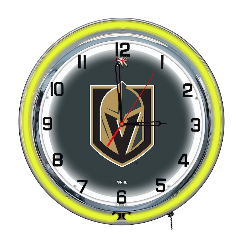 Vegas Golden Knights Chrome NEON Clock 18 inch