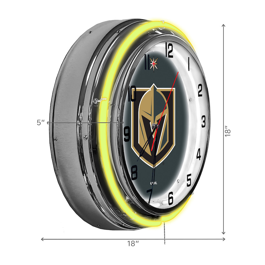 Vegas Golden Knights Chrome NEON Clock 18 inch