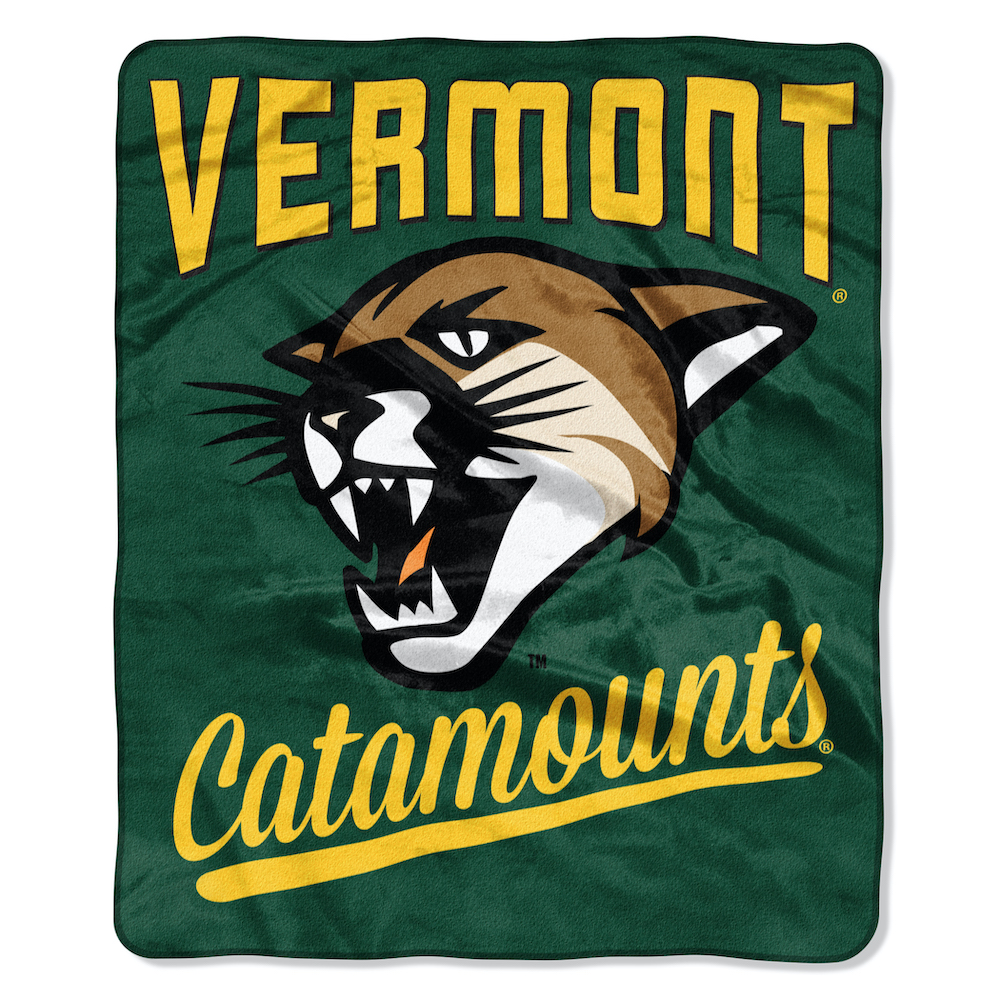 Vermont Catamounts Plush Fleece Raschel Blanket 50 x 60