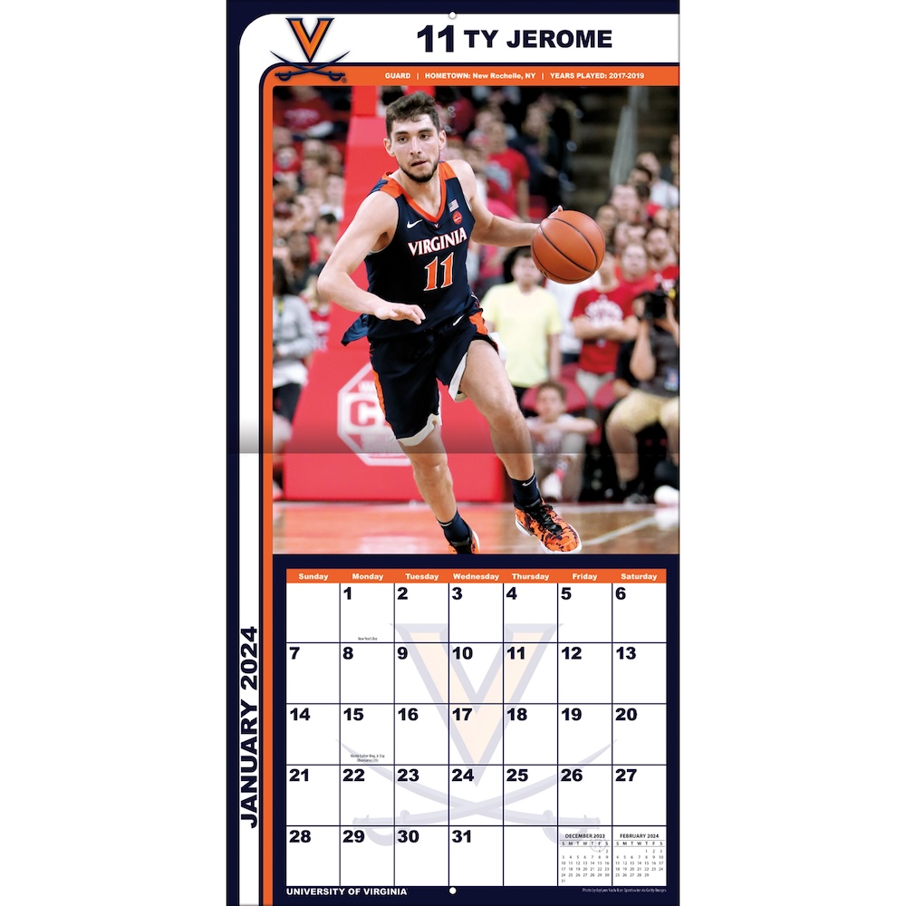 Virginia Cavaliers 2025 NCAA Team Wall Calendar