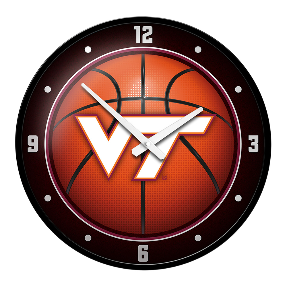 Virginia Tech Hokies Modern Disc BASKETBALL Wall Clock