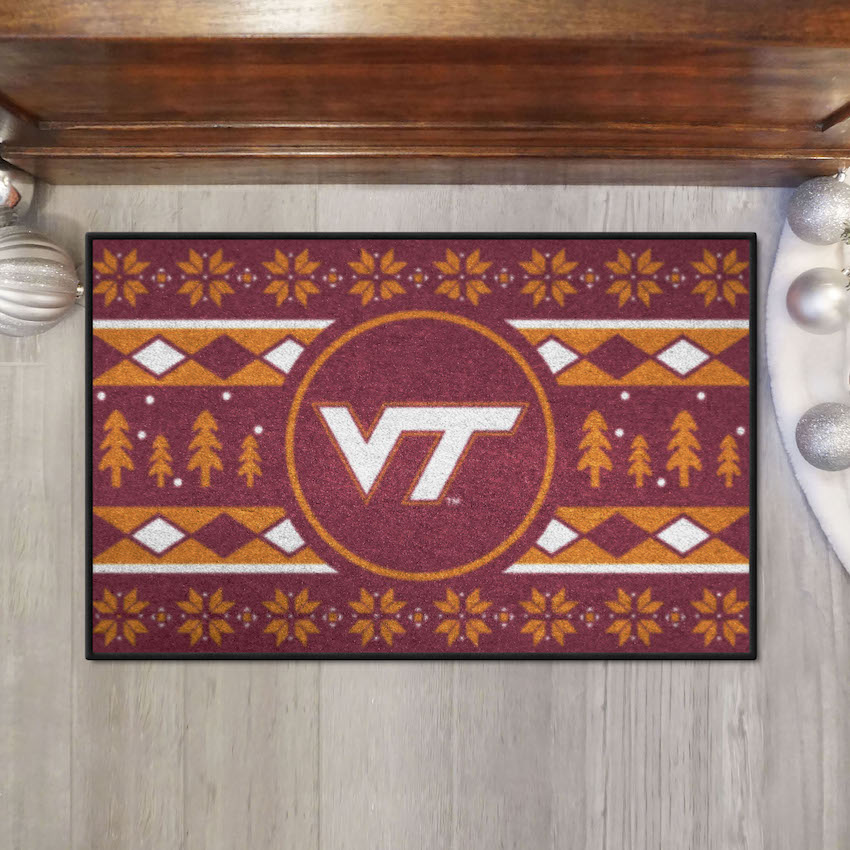 Virginia Tech Hokies HOLIDAY SWEATER 20 x 30 STARTER Floor Mat