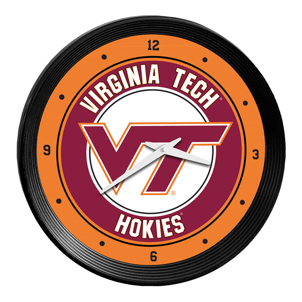 Virginia Tech Hokies Ribbed Frame Wall Clock